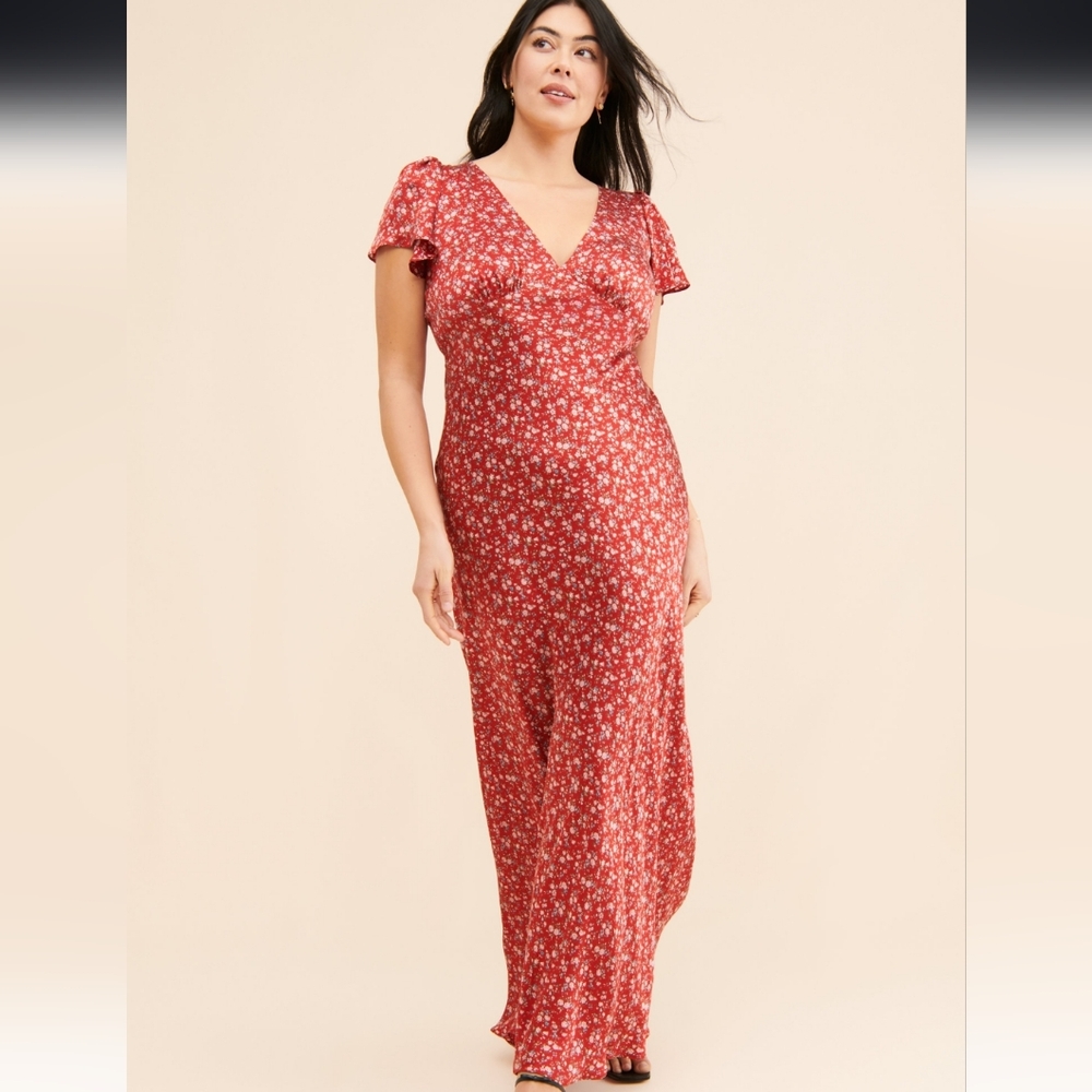 Selkie Red Floral Maxi Dress